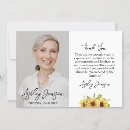悔やみや弔慰ひまわり写真葬式サンキューカード サンキューカード
