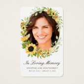 悔やみや弔慰ひまわり茶色のスクリプトフォト祈りの言葉カード (正面)