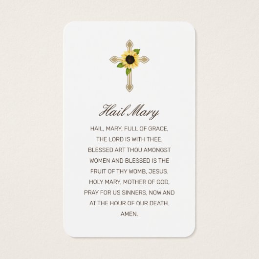 悔やみや弔慰ひまわり茶色のスクリプトフォト祈りの言葉カード (裏面)