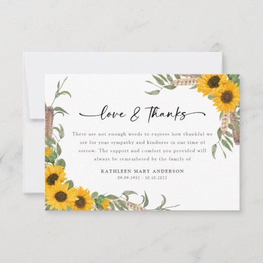 悔やみや弔慰ひまわり葬儀 サンキューカード (正面)