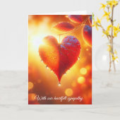 悔やみや弔慰ぶら下がったの秋のハート葉 カード (黄色い花)