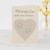 悔やみや弔慰を失った犬と カード (黄色い花)