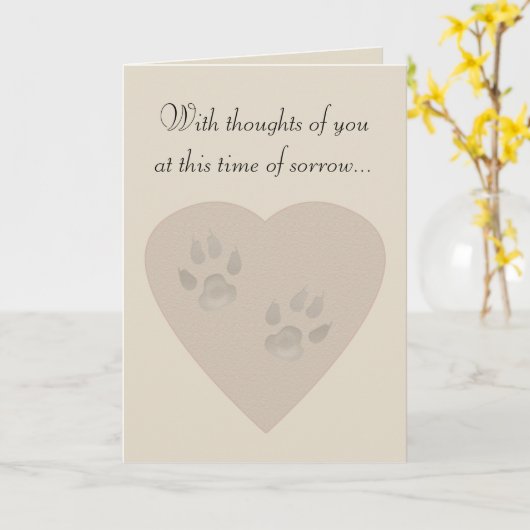 悔やみや弔慰を失った犬と カード (黄色い花)