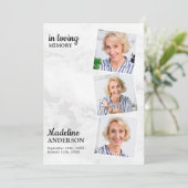 悔やみや弔慰を愛する思い出モダンに3写真葬儀 サンキューカード (スタンド正面)