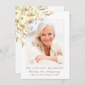 悔やみや弔慰イエローローズフローラ写真回想葬儀 サンキューカード (正面/裏面)