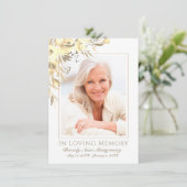 悔やみや弔慰イエローローズフローラ写真回想葬儀 サンキューカード (スタンド正面)