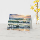 悔やみや弔慰ウォーターカラーシースケープサンライズ カード (黄色い花)