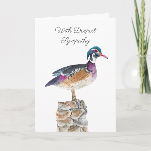 悔やみや弔慰ウォーターカラーマラードアヒル カード (正面)