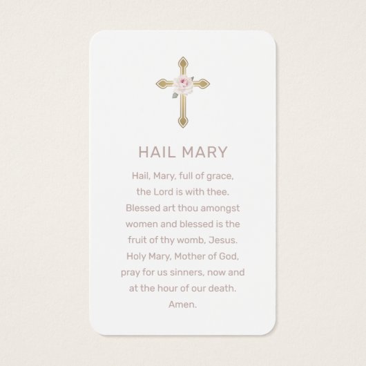 悔やみや弔慰エレガントピンクローズクロスフォト祈りの言葉カード (裏面)