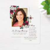 悔やみや弔慰エレガントレッドローズクロスフォト祈りの言葉カード (デスク)