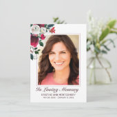 悔やみや弔慰エレガントレッドローズフローラ写真葬儀 サンキューカード (スタンド正面)