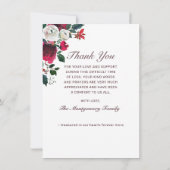 悔やみや弔慰エレガントレッドローズフローラ写真葬儀 サンキューカード (裏面)