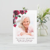 悔やみや弔慰エレガントレッドローズフローラ写真葬儀 サンキューカード (スタンド正面)