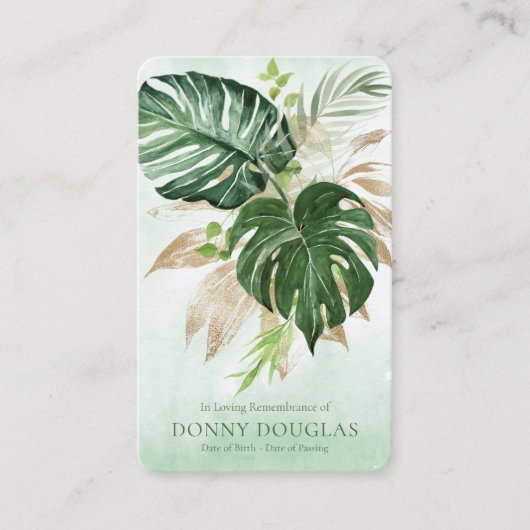 悔やみや弔慰エレガント緑化の葬儀祈りの言葉カード 名刺 (正面)