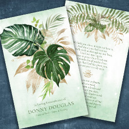 悔やみや弔慰エレガント緑化の葬儀祈りの言葉カード 名刺