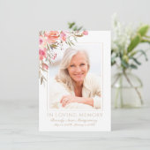 悔やみや弔慰エレガント赤面フローラバラ写真葬儀 サンキューカード (スタンド正面)