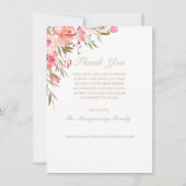 悔やみや弔慰エレガント赤面フローラバラ写真葬儀 サンキューカード (裏面)