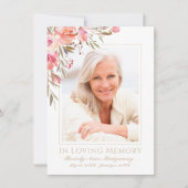 悔やみや弔慰エレガント赤面フローラバラ写真葬儀 サンキューカード (正面)