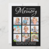 悔やみや弔慰エレガント9フォトコラージュ記念の葬儀 サンキューカード (正面)