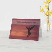 悔やみや弔慰エンジェルサンセット,宗教的 カード (黄色い花)