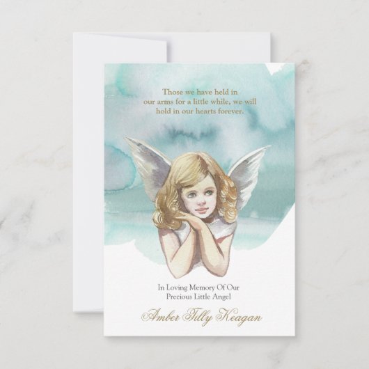 悔やみや弔慰エンジェルフォト葬儀サンキューカード 招待状 (正面)