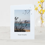 悔やみや弔慰オンロス、シーサイドシーン カード (黄色い花)