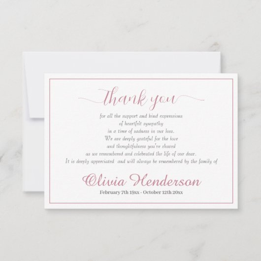 悔やみや弔慰カスタムフォト葬儀サンキューカード サンキューカード (正面)