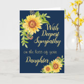 悔やみや弔慰カスタムフローラひまわりドーターブルー カード (黄色い花)