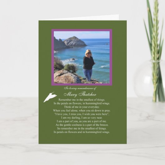 悔やみや弔慰カスタム写真の名前Remembrance Tribute カード (正面)