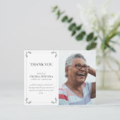 悔やみや弔慰カスタム写真葬式サンキューホワイト ポストカード (スタンド正面)