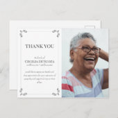 悔やみや弔慰カスタム写真葬式サンキューホワイト ポストカード (正面/裏面)