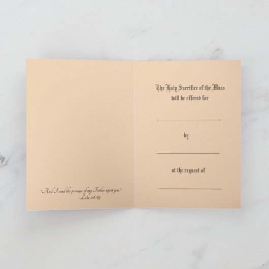悔やみや弔慰カトリックのミサ提供カード カード (内部)