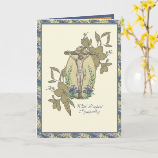 悔やみや弔慰カトリックイエズス葬祭フローラ カード (黄色い花)