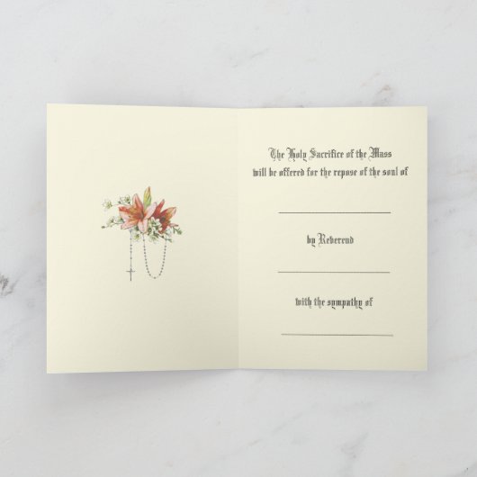 悔やみや弔慰カトリック大衆がグアダルーペマリアを献上 カード (内部)