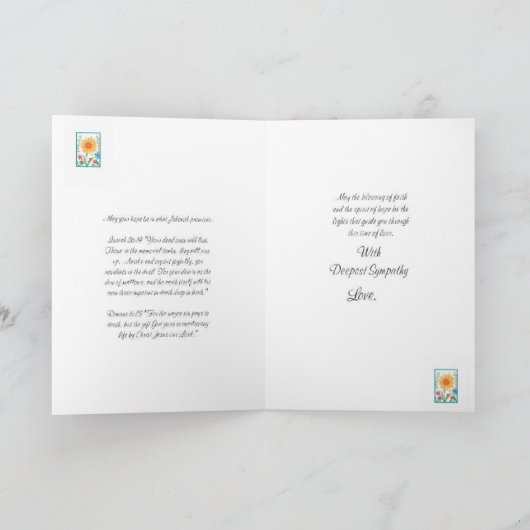 悔やみや弔慰カードの悔やみや弔慰の祈りの言葉 カード (内部)