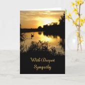 悔やみや弔慰カード-日没のswan湖のオレンジ黄色 カード (黄色い花)