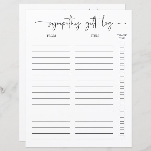 悔やみや弔慰ギフトログとThank You Tracker (正面/裏面)