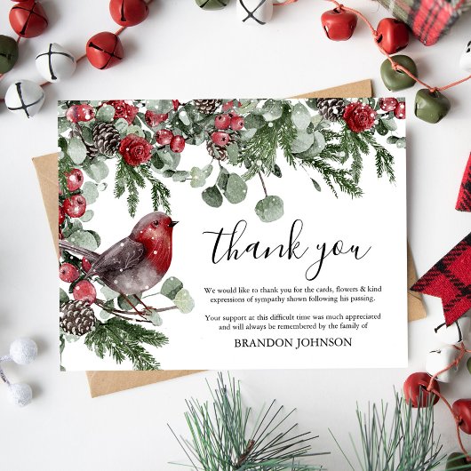 悔やみや弔慰クリスマス葬儀ありがとう サンキューカード
