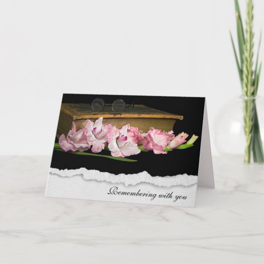 悔やみや弔慰グラジオラスオンヴィンテージ聖書 カード (正面)