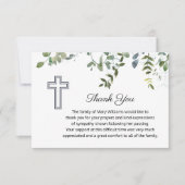 悔やみや弔慰グリーンウィズクロス葬儀ありがとう サンキューカード (正面)