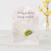 悔やみや弔慰コスモスフラワーオンピンク抽象芸術 カード (黄色い花)