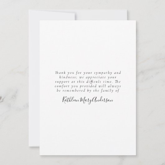 悔やみや弔慰サンが引用文写真葬儀を設定 サンキューカード (裏面)