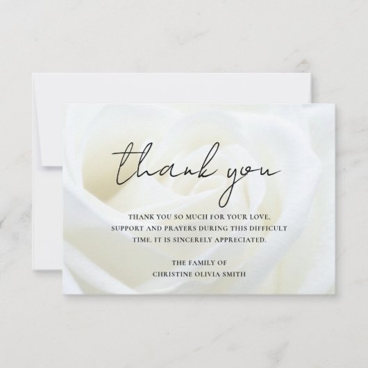 悔やみや弔慰サンキュユーフローラバラ死別 サンキューカード (正面)