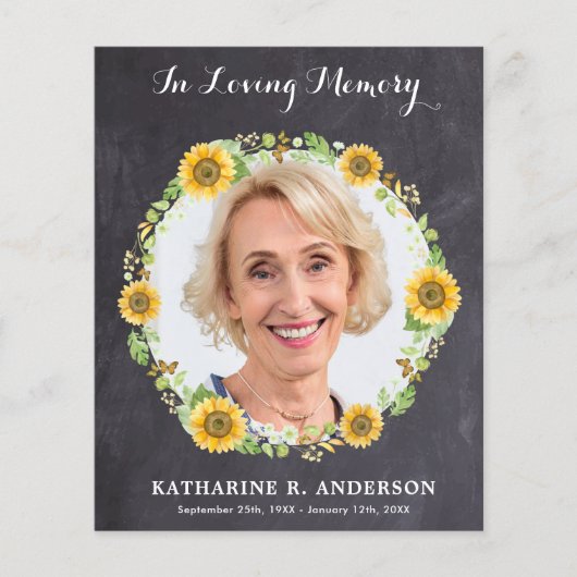 悔やみや弔慰サンキューカードひまわり写真葬式 (正面)
