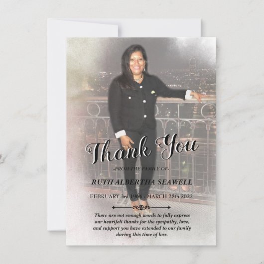 悔やみや弔慰サンキューカード 招待状 (正面)