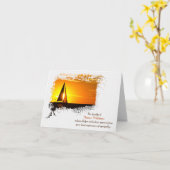 悔やみや弔慰サンキューサンセットセーリングボート カード (黄色い花)