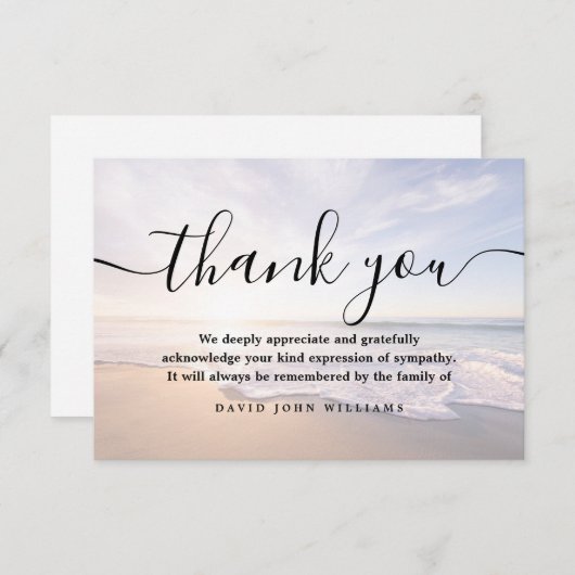 悔やみや弔慰サンキュービーチ海葬儀 サンキューカード (正面/裏面)