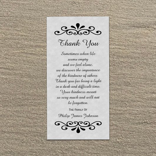 悔やみや弔慰サンキューフォトカードパーチメントルックグレー サンキューカード