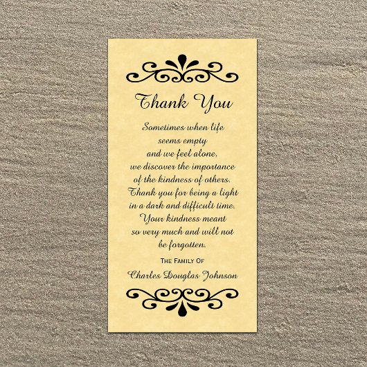 悔やみや弔慰サンキューフォトカードパーチメントルック金ゴールド サンキューカード