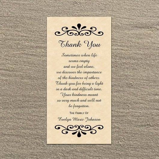 悔やみや弔慰サンキューフォトカードパーチメントルック サンキューカード